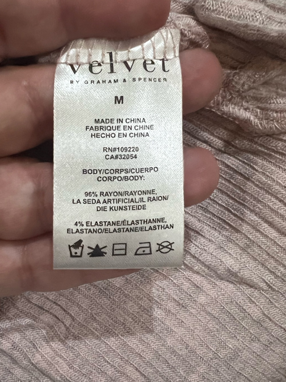 Velvet by Graham & Spencer Pale Blush Ribbed Long Sleeve Tee - Picture 8 of 8